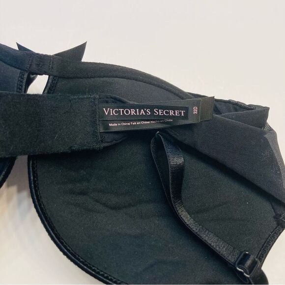 Victoria's Secret Gorgeous Plunge Bling Sequin Bra 32D Thong‎ Panty Set Black - Picture 15 of 15